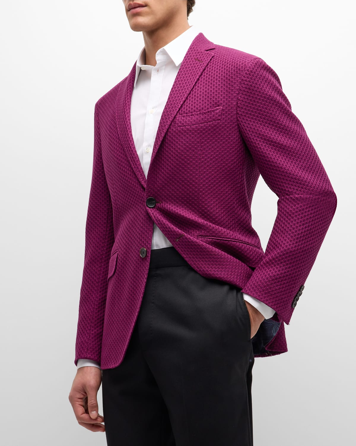 Shop Etro Men's Basic Textured Blazer In Reddish Purple
