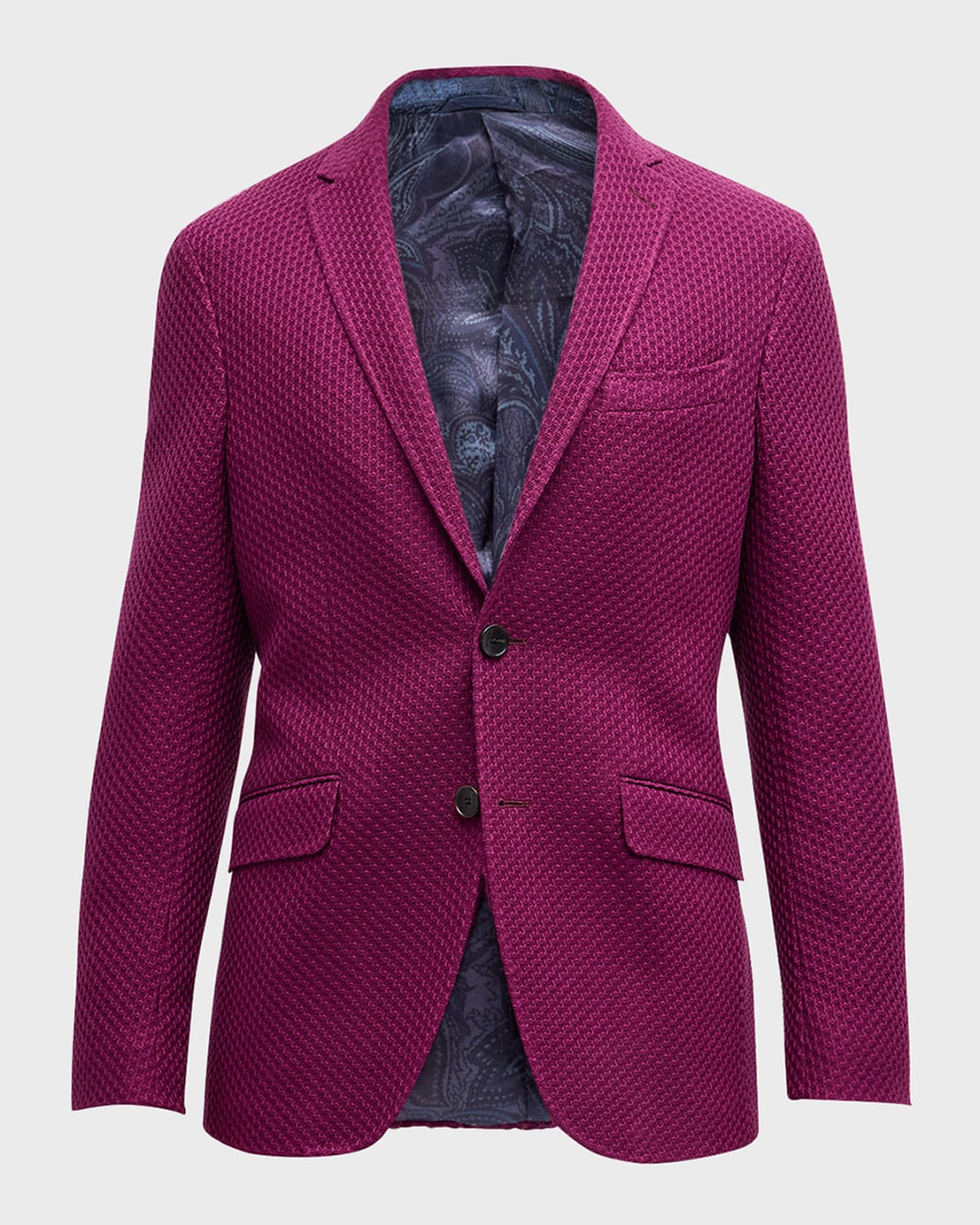 Shop Etro Men's Basic Textured Blazer In Reddish Purple