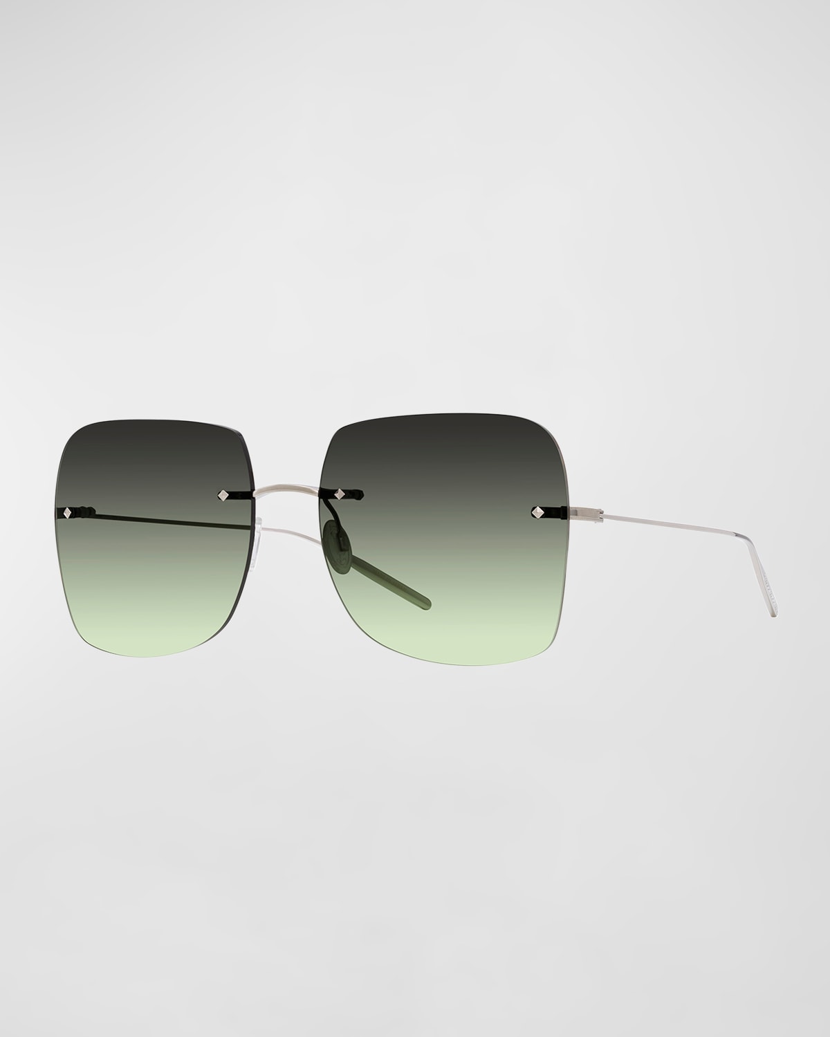 Barton Perreira Sharona Rimless Silver Titanium Square Sunglasses In Sharona (rimless) Silver / Laurel Gradient (ar)