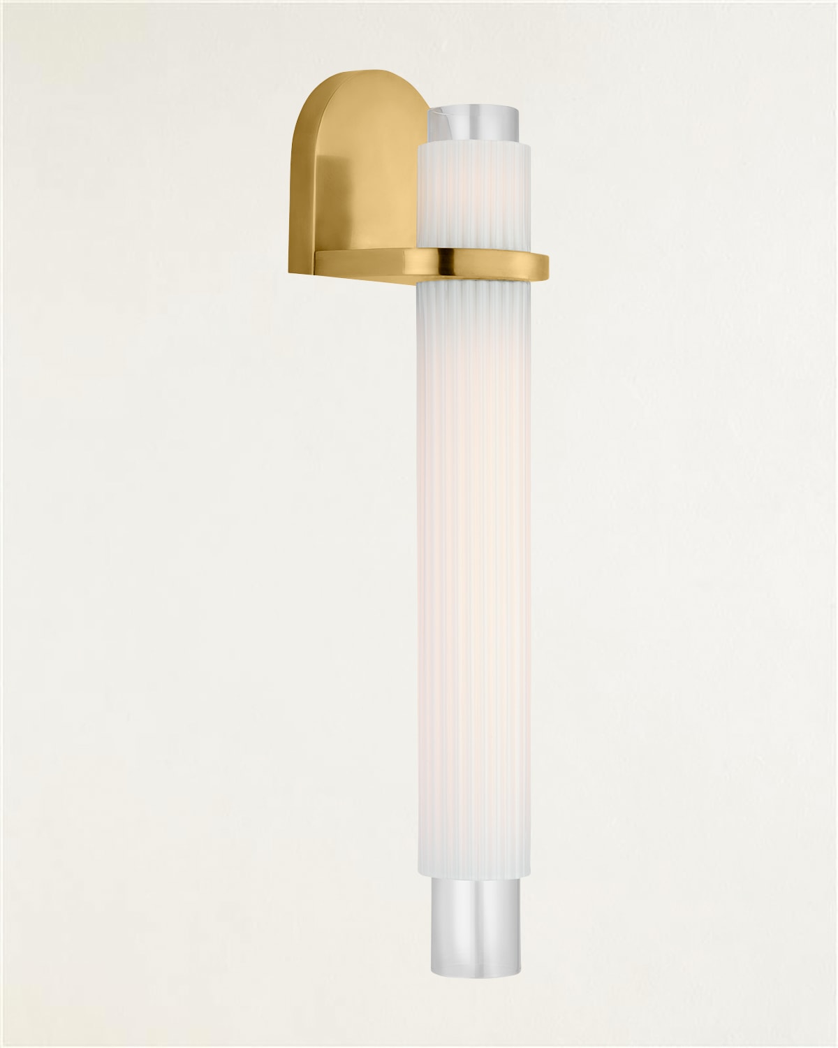 Shop Visual Comfort Signature Arena Sconce By Windsor Smith In Hand-rubbed Antique Brass With White Ribbed Glass