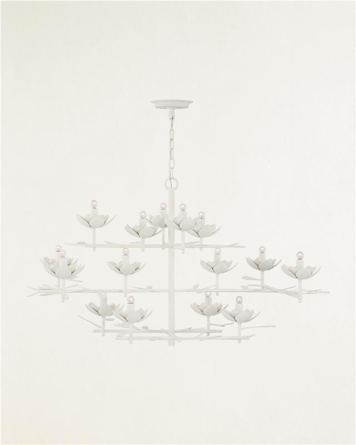 Visual Comfort Signature Clementine 48" Low Wide Tiered Chandelier By Julie Neill In Plaster White