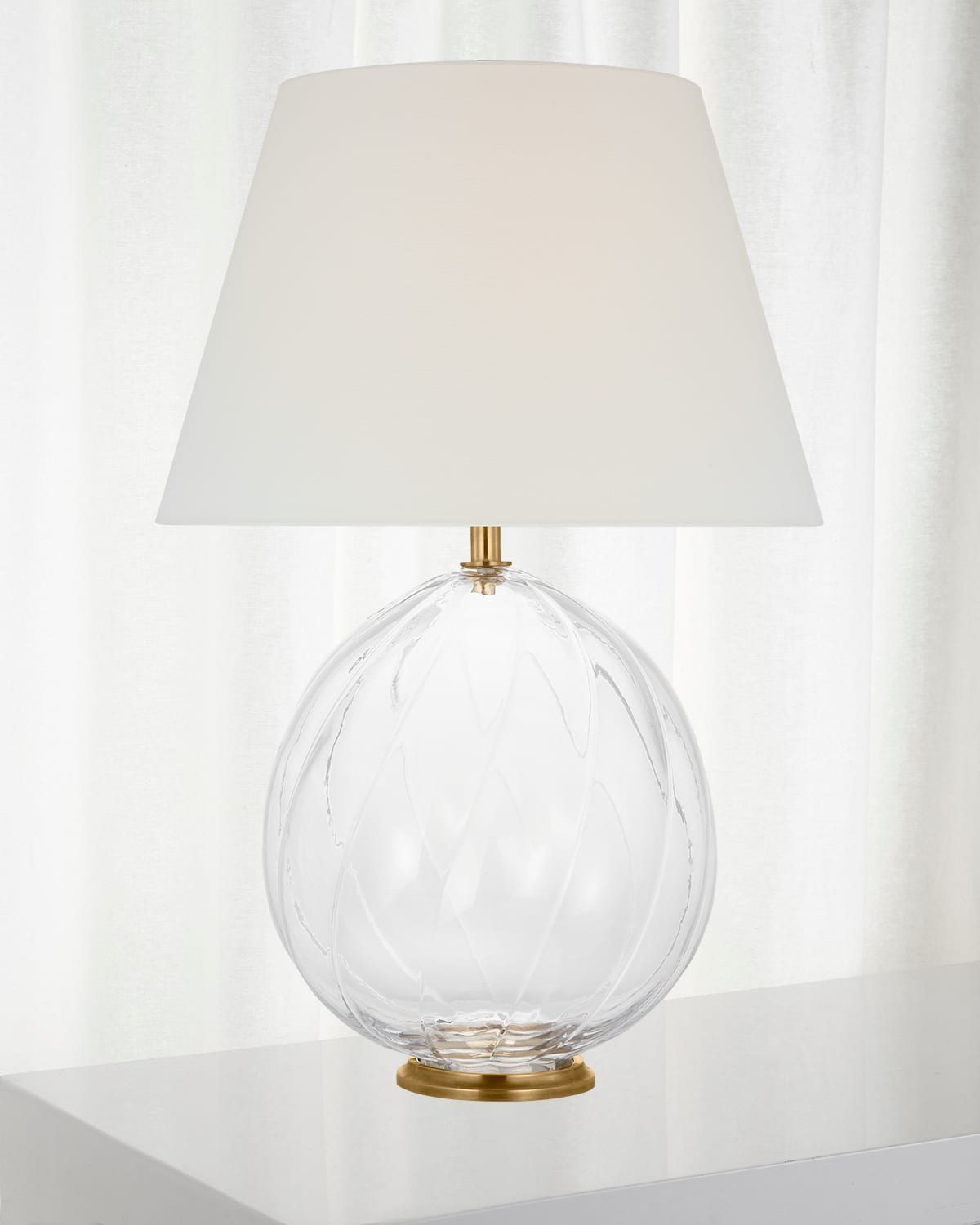 Shop Visual Comfort Signature Talia Medium Table Lamp By Julie Neill In Clear Glass