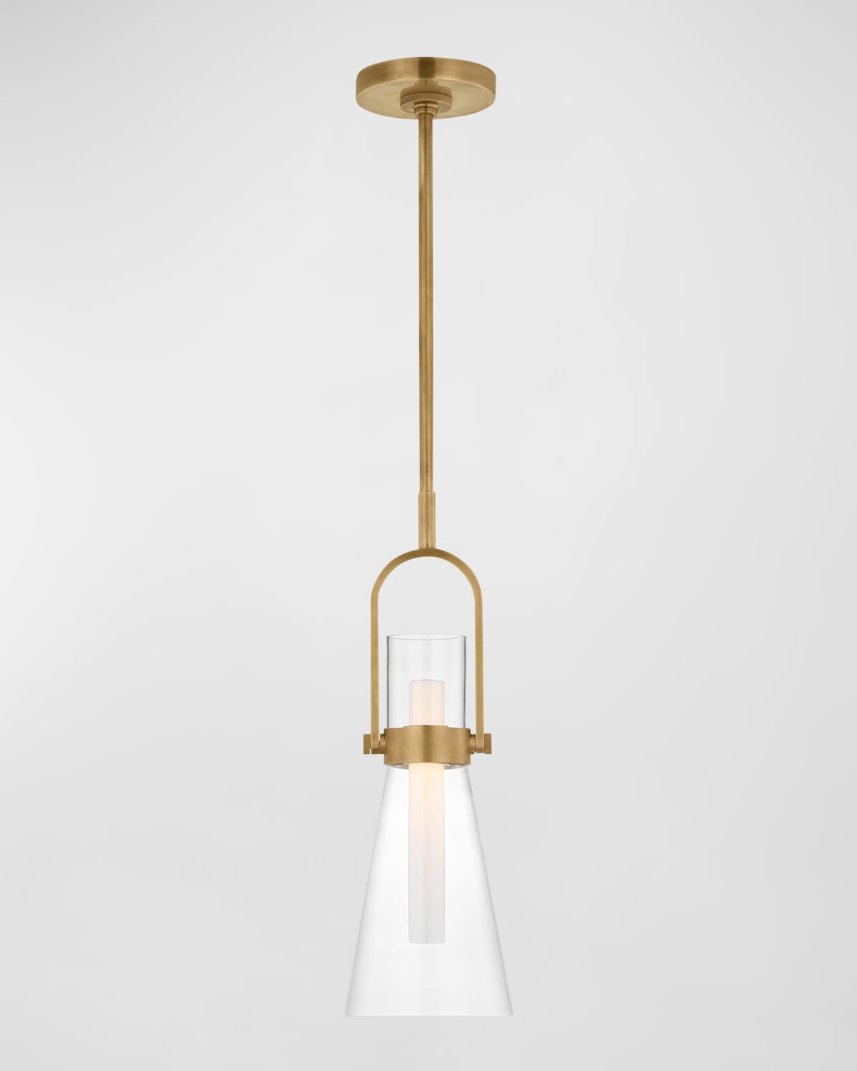 Visual Comfort Signature Larkin 7" Conical Pendant By Ian K Fowler In Hand-rubbed Antique Brass
