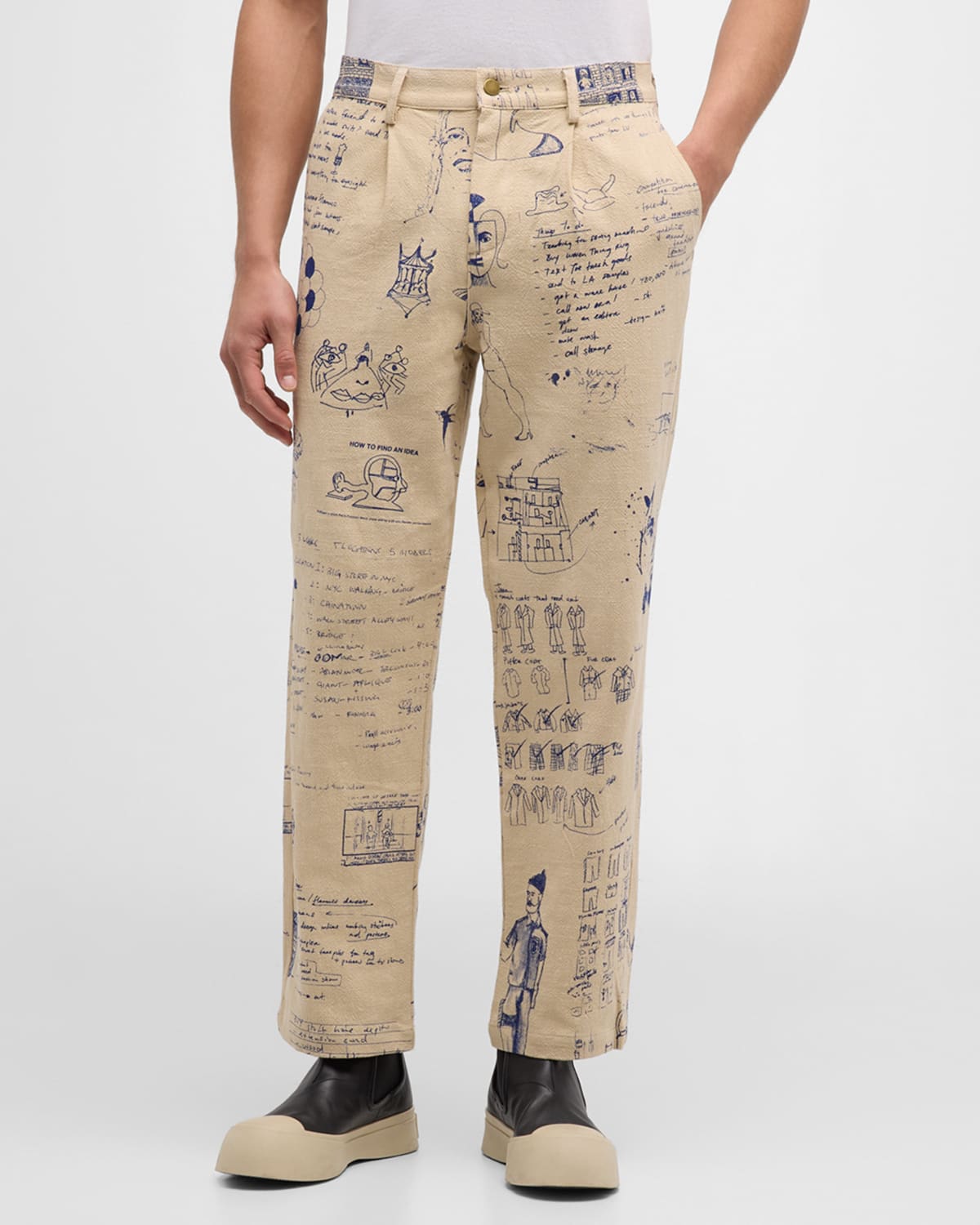 Shop Kidsuper Men's Doodles Denim Pants In Beige