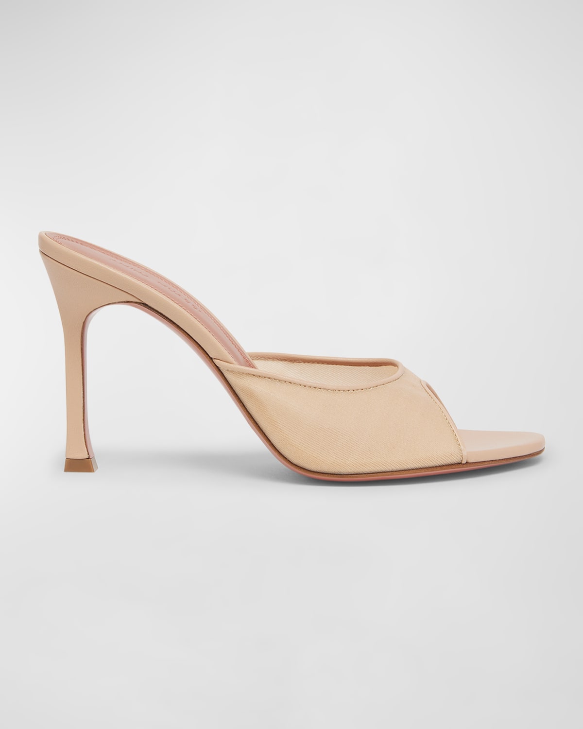 Shop Amina Muaddi Alexa Mesh Slide Sandals In Latte