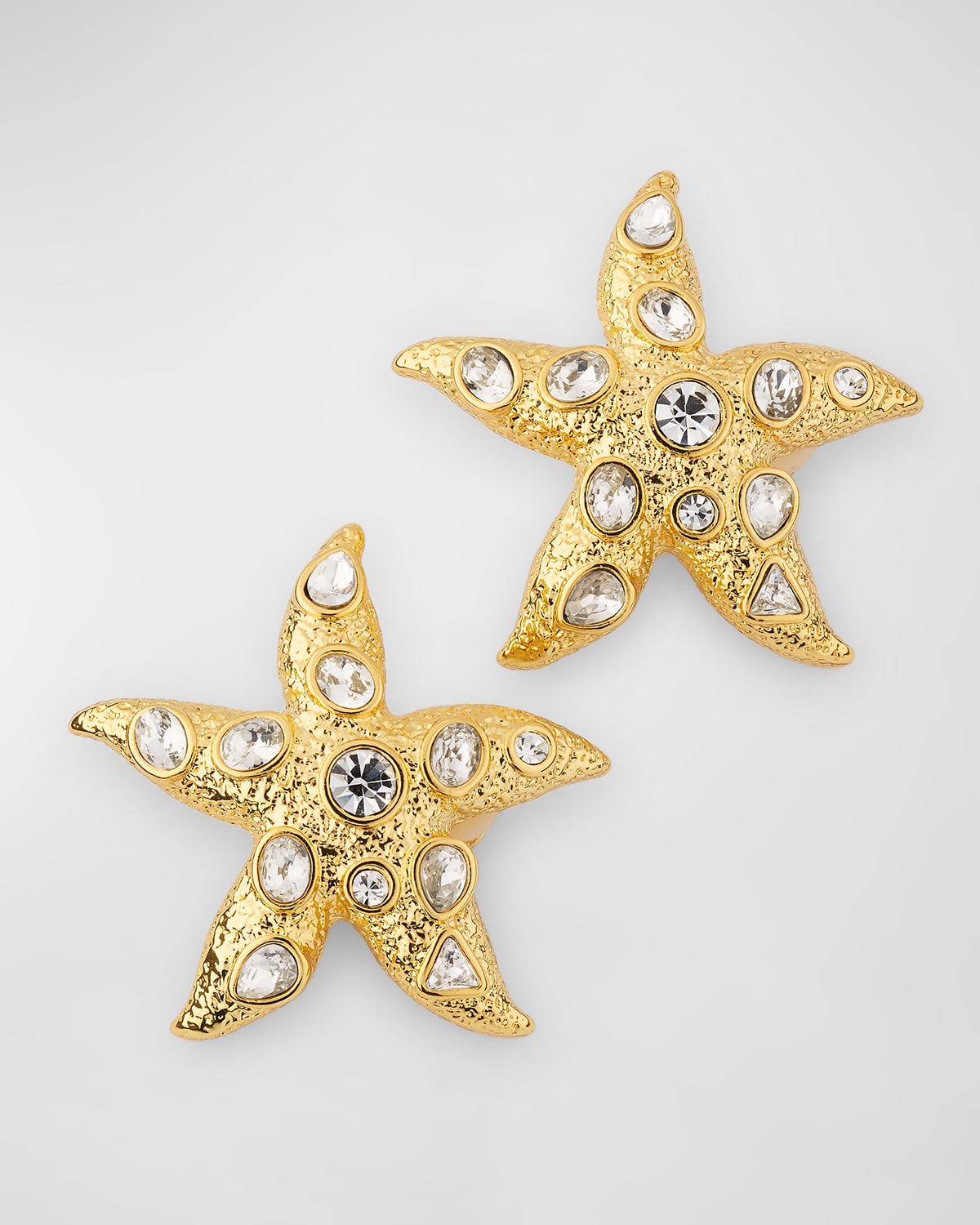 Gemstone Starfish Clip Earrings