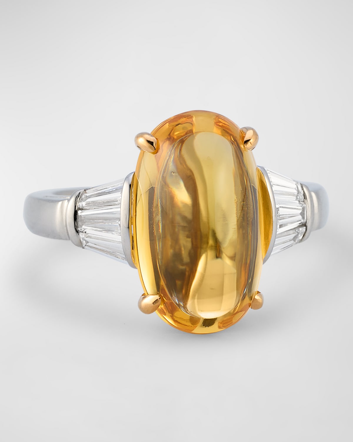 Yellow Sapphire and Diamond Ring, Size 6.5