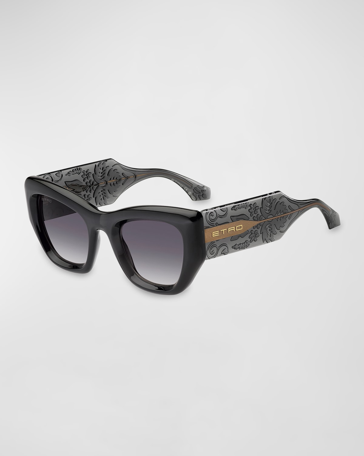 Shop Etro Patterned Plastic Cat-eye Sunglasses In 0kb7 Grey 9o