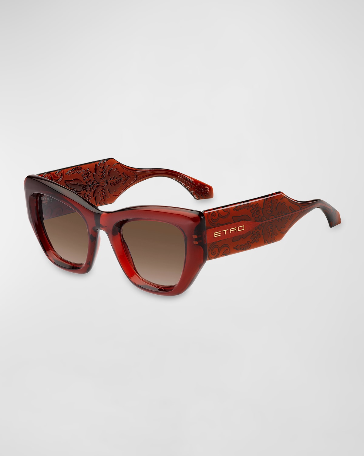 Shop Etro Patterned Plastic Cat-eye Sunglasses In 02lf Brick Ha