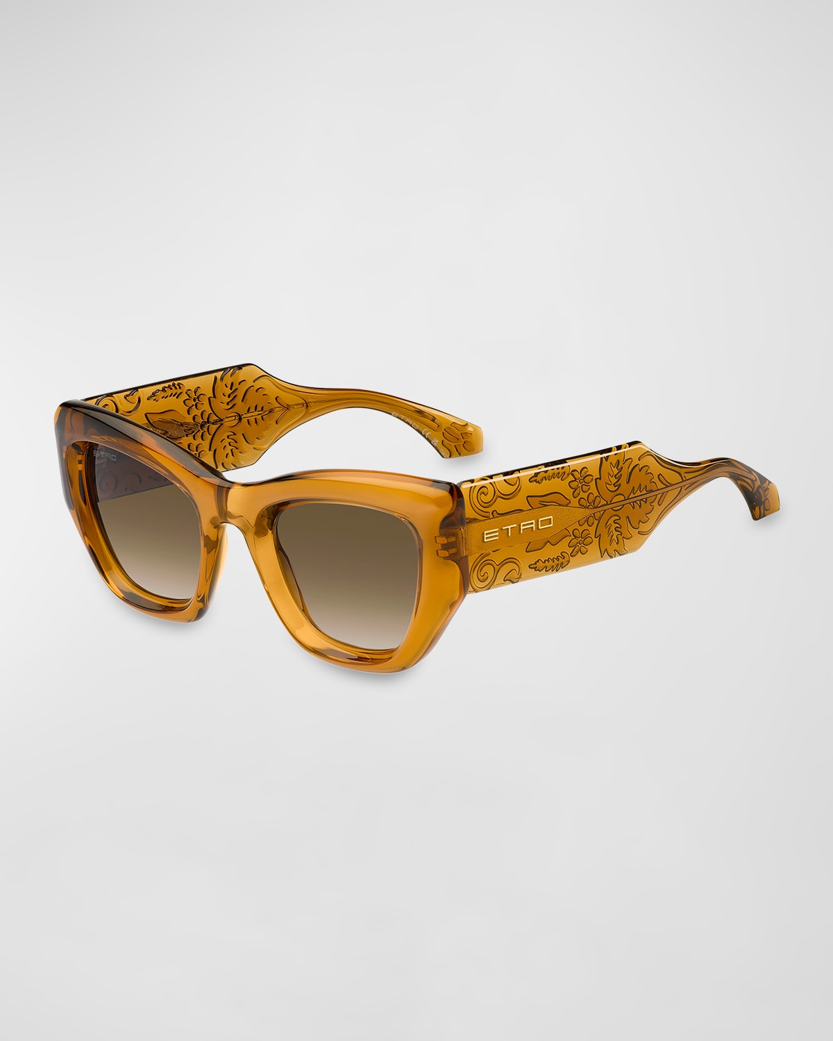 Shop Etro Patterned Plastic Cat-eye Sunglasses In 0etv Amber Gd Ha