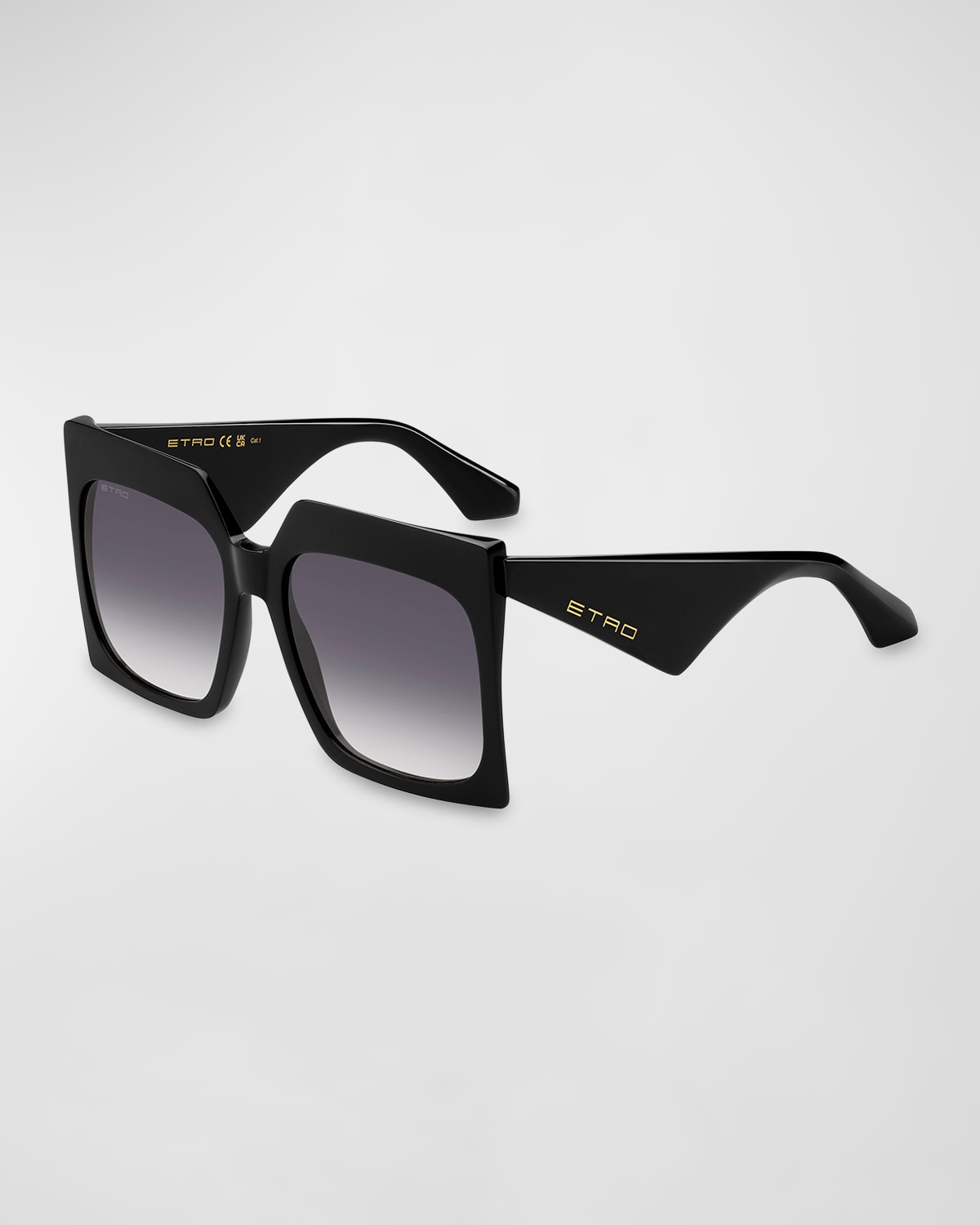 Shop Etro Angular Acetate Square Sunglasses In 0807 Black 9o
