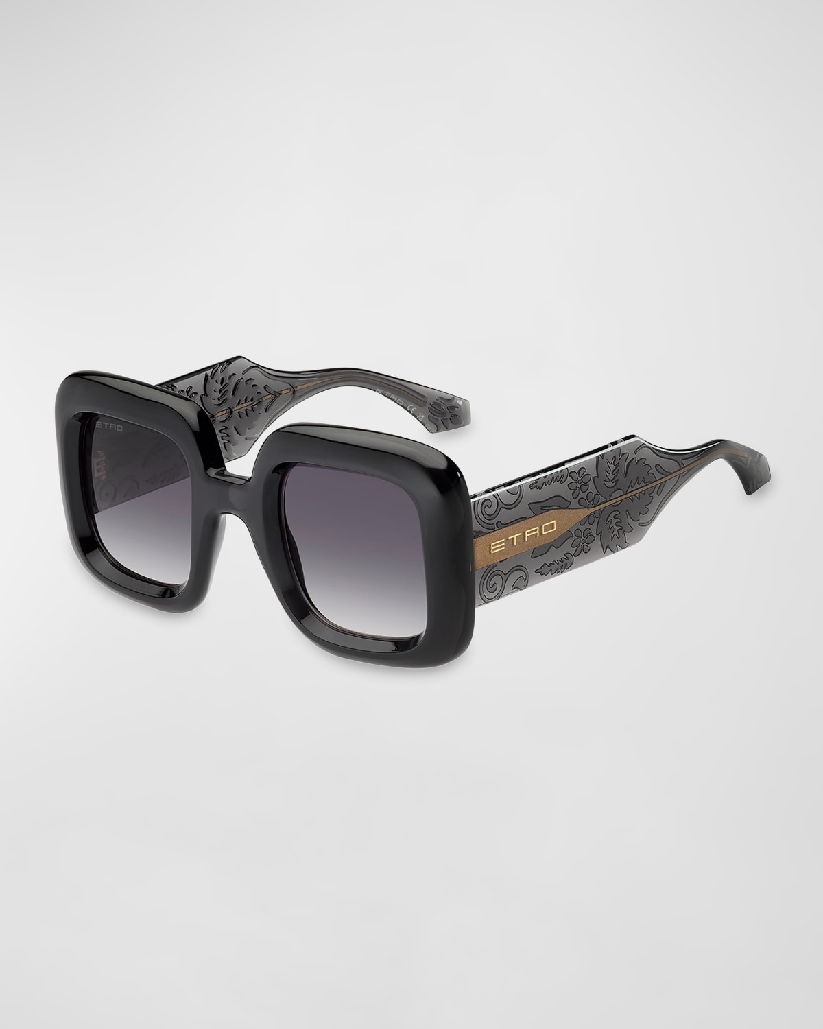 Etro Patterned Plastic Square Sunglasses In 0kb7 Grey 9o