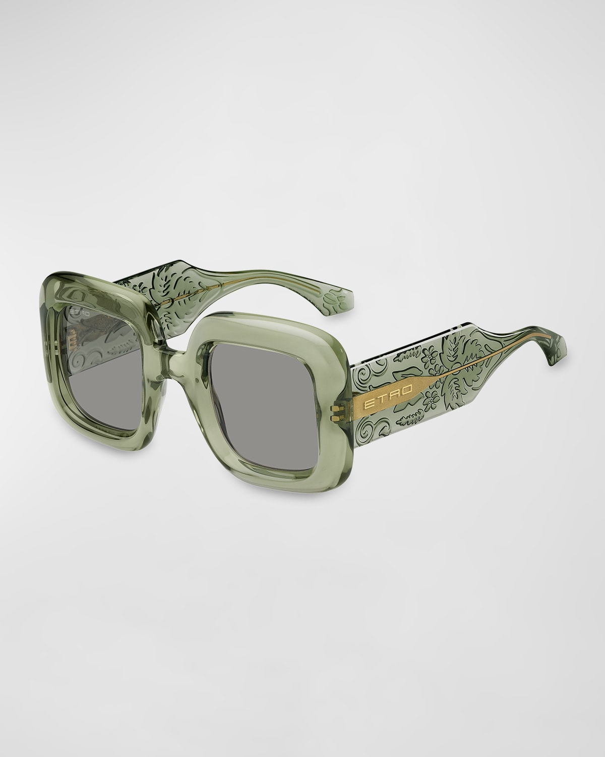 Shop Etro Patterned Plastic Square Sunglasses In 01ed Green Ir