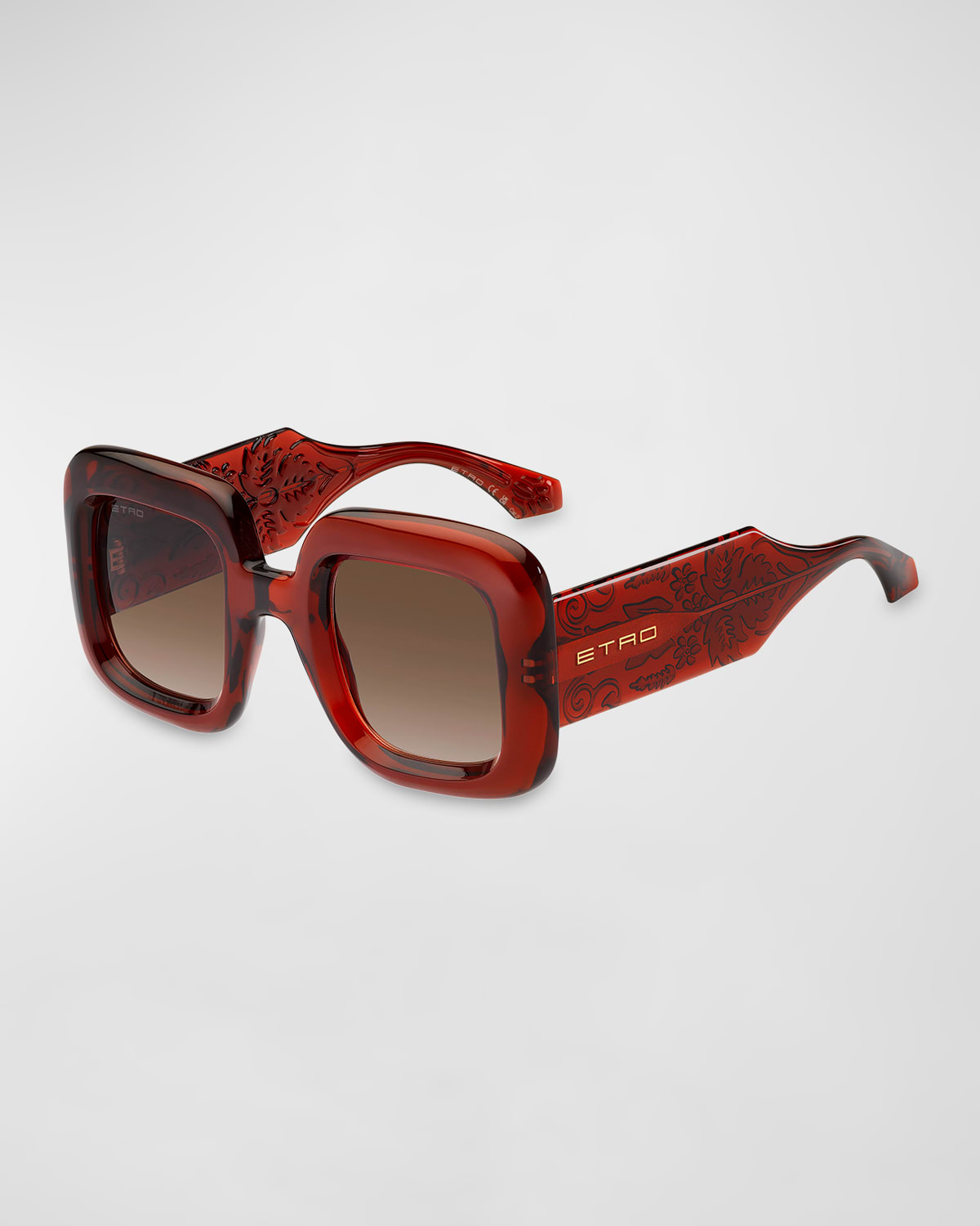 Shop Etro Patterned Plastic Square Sunglasses In 02lf Brick Ha