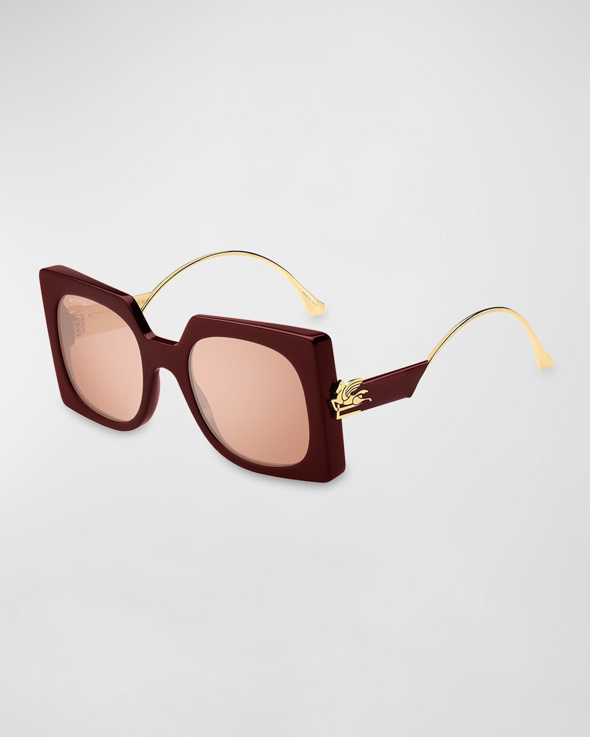 Shop Etro Logo Mixed-media Square Sunglasses In 0lhf Burgundy 2s