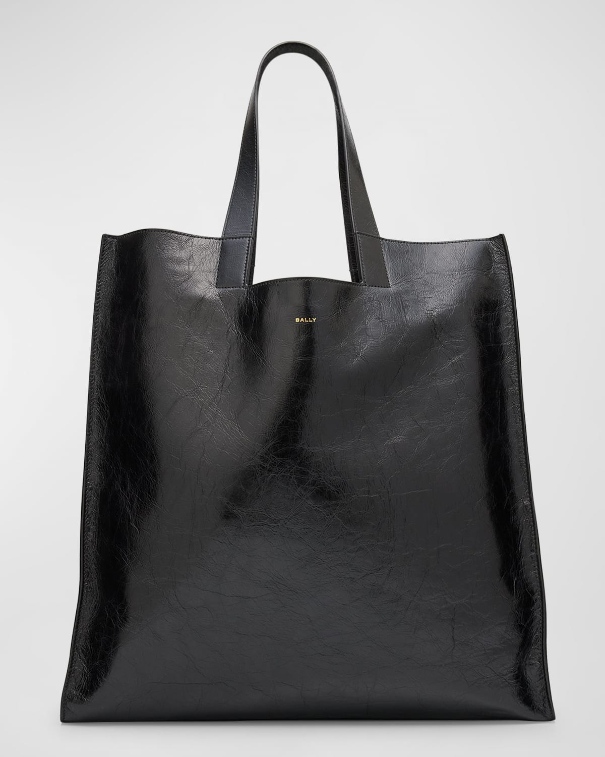 Shop Bally Men's Easy Calf Leather Tote Bag In Blackoro