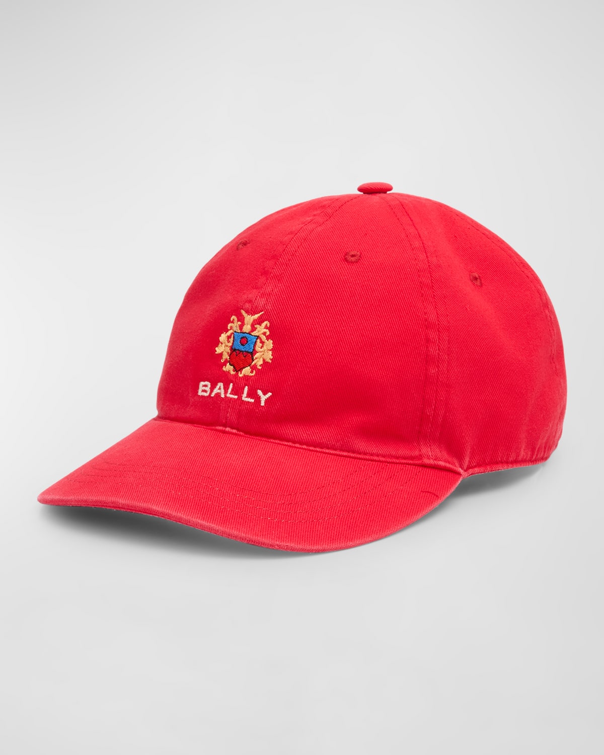 Shop Bally Men's Embroidered Logo Crest Baseball Cap In Candy Red 50