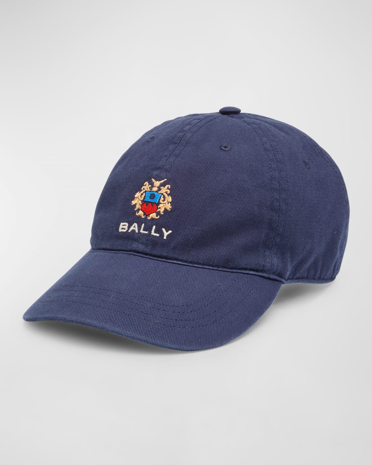Shop Bally Men's Embroidered Logo Crest Baseball Cap In Marine 50