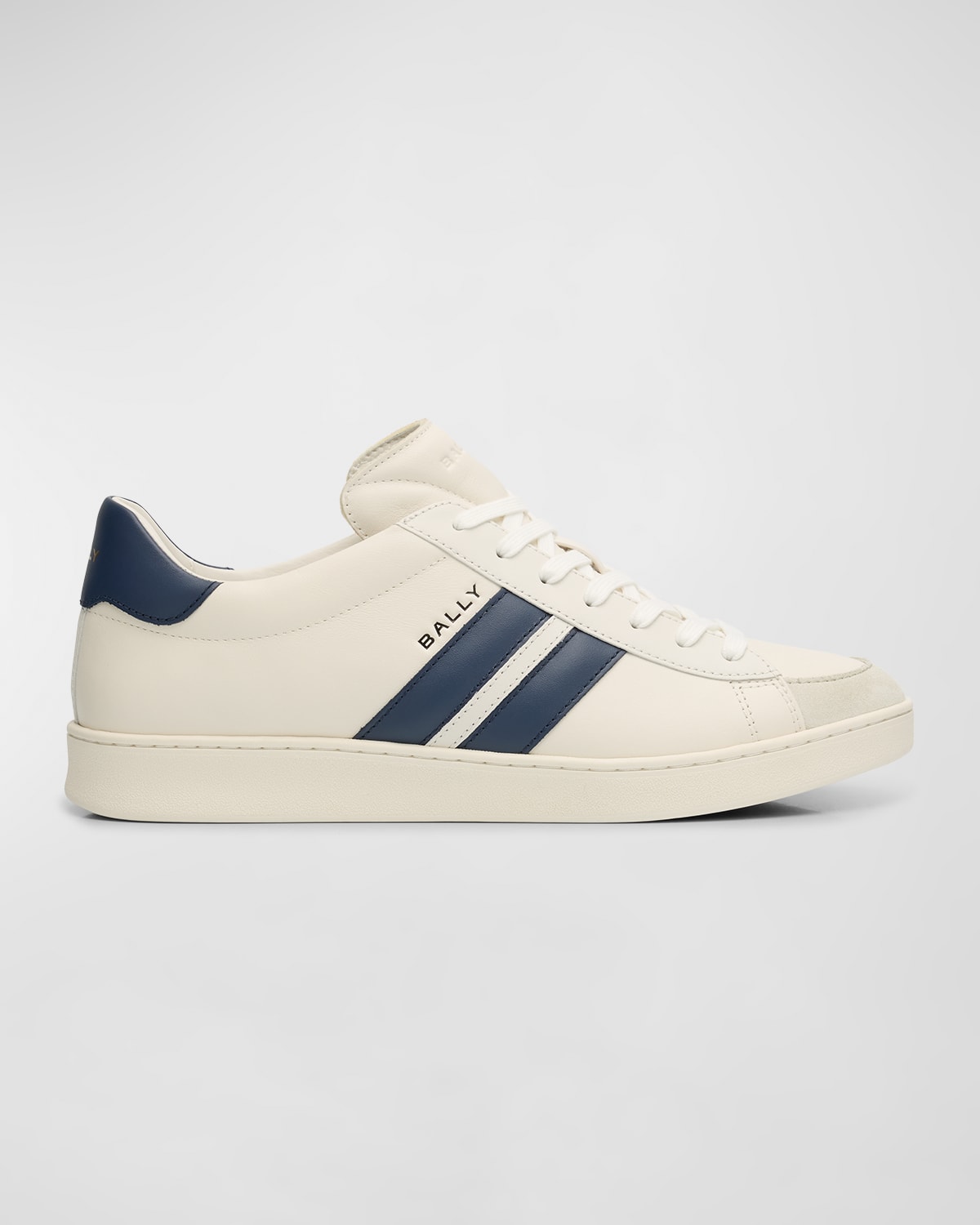 Shop Bally Men's Low-top Leather Tennis Sneakers In White/marine