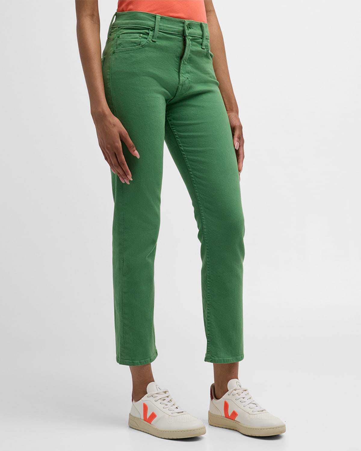 Mother The Mid Rise Rider Ankle Jeans In Green