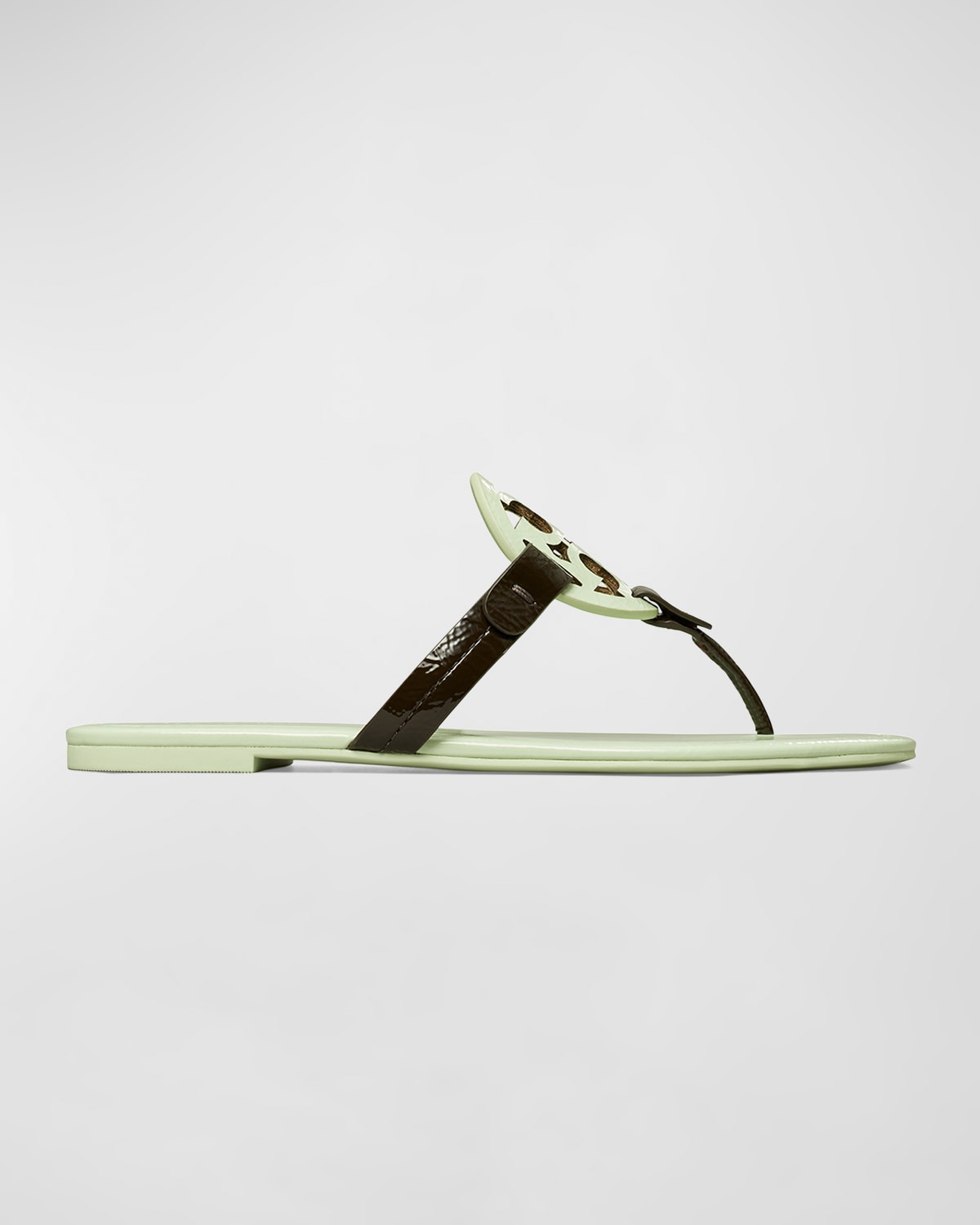 Tory Burch Miller Glossy Logo Thong Sandals In Green