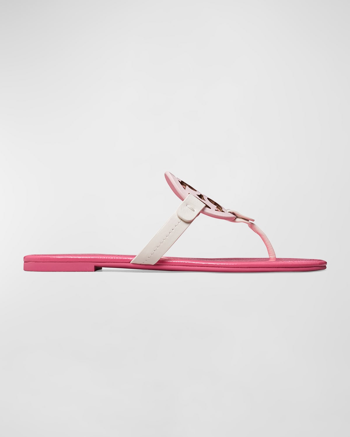 Shop Tory Burch Miller Glossy Logo Thong Sandals In Strawberries N' Cream