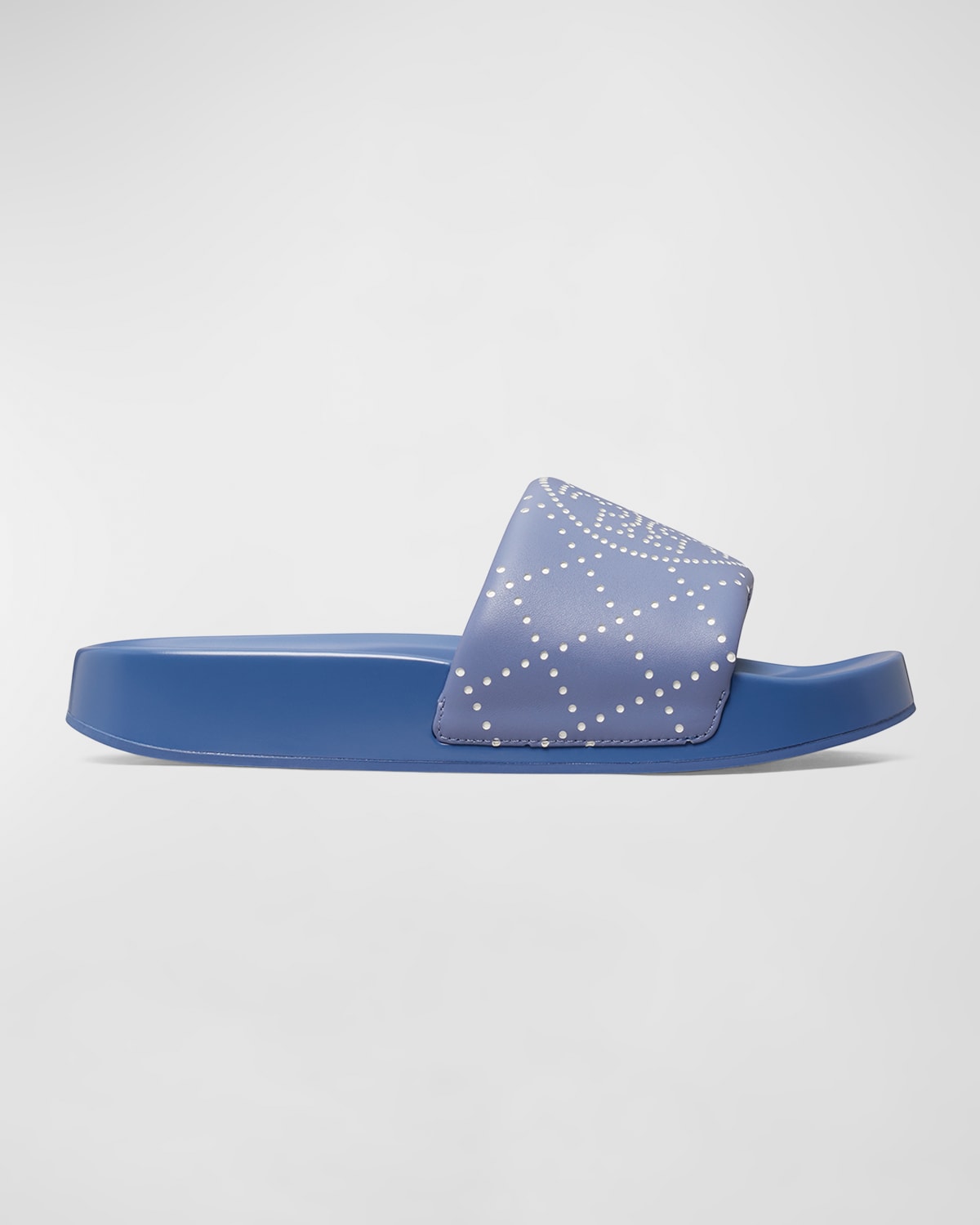 Shop Tory Burch Double T Slide Pool Sandals In Saphire / Jeans Blue