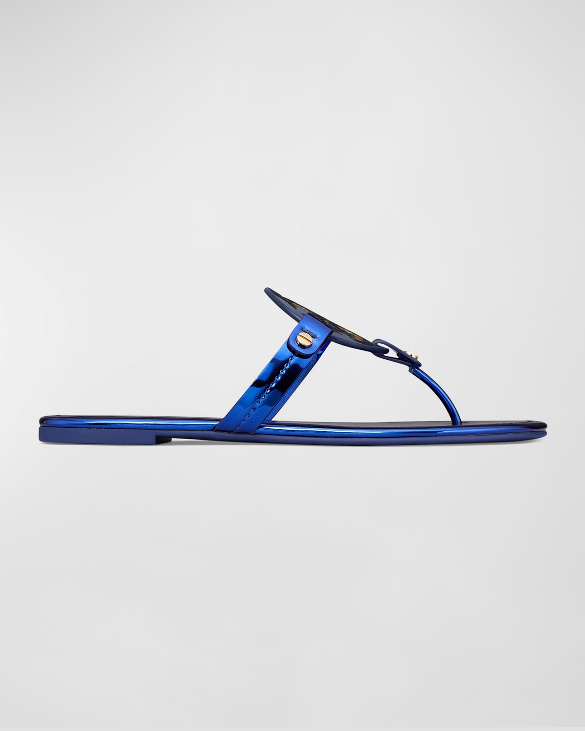 Tory Burch Miller Metallic Logo Thong Sandals In Blue