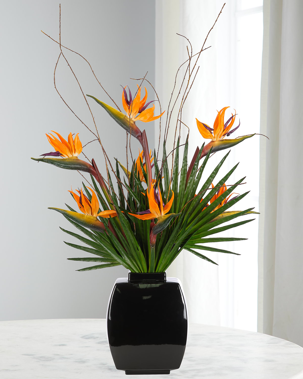Shop Ndi Bird Of Paradise 41" Faux Floral Arrangement In Ceramic Vase In Orange