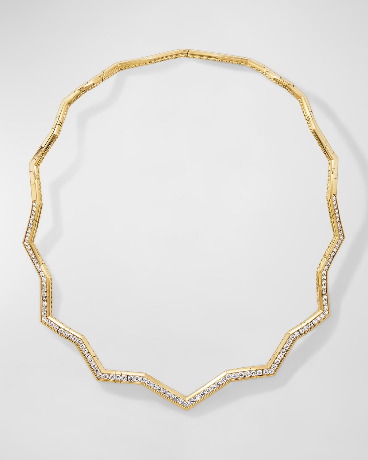 Zig Zag Stax Necklace with Diamonds in 18K Gold, 5mm