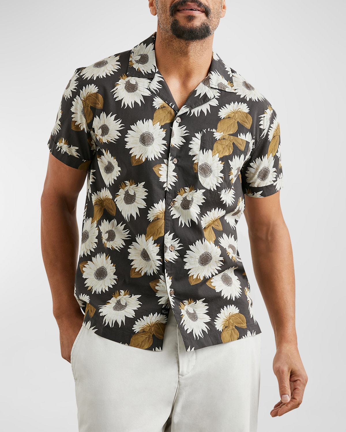 Shop Rails Men's Moreno Flower-print Camp Shirt In Sunflower Twirl Bark