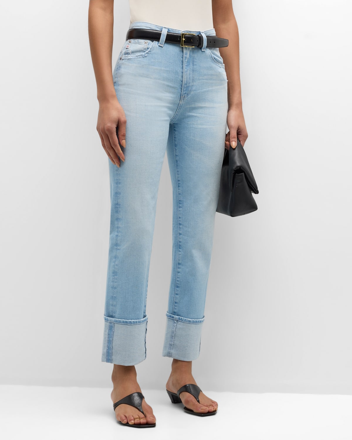 Shop Ag Saige Straight Cropped Jeans In 24 Years Sunkissed