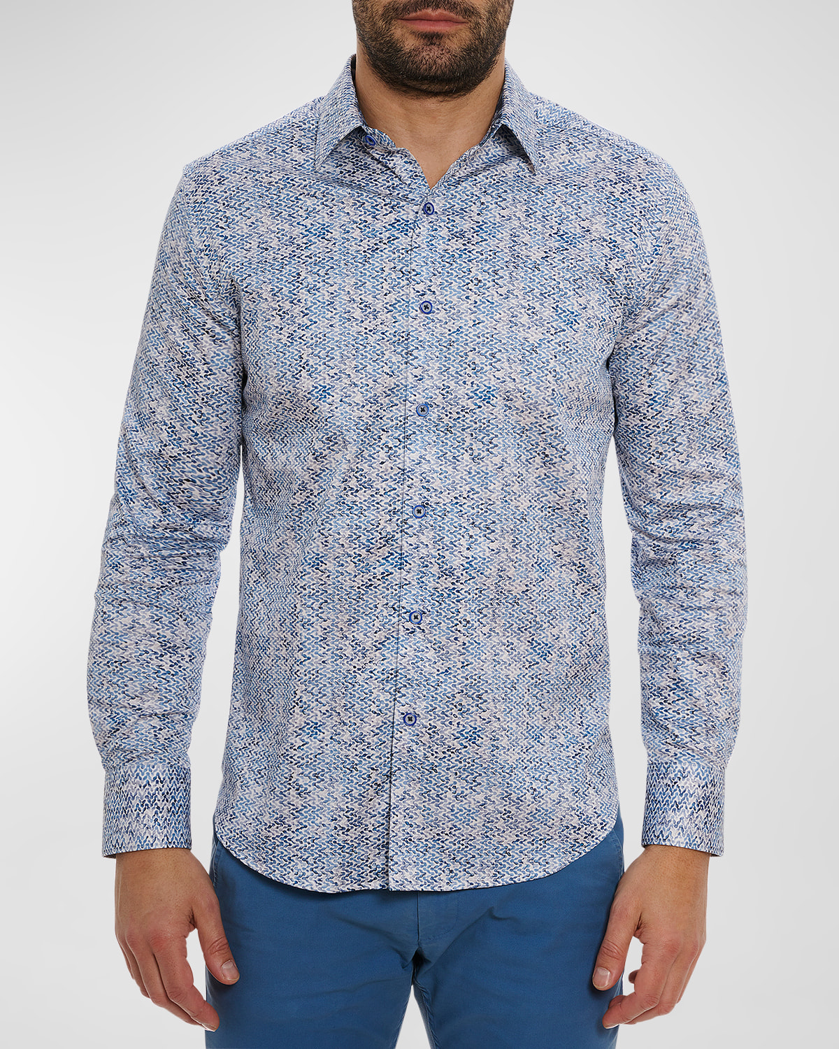 Shop Robert Graham Men's Kaimana Cotton-stretch Sport Shirt In Blue