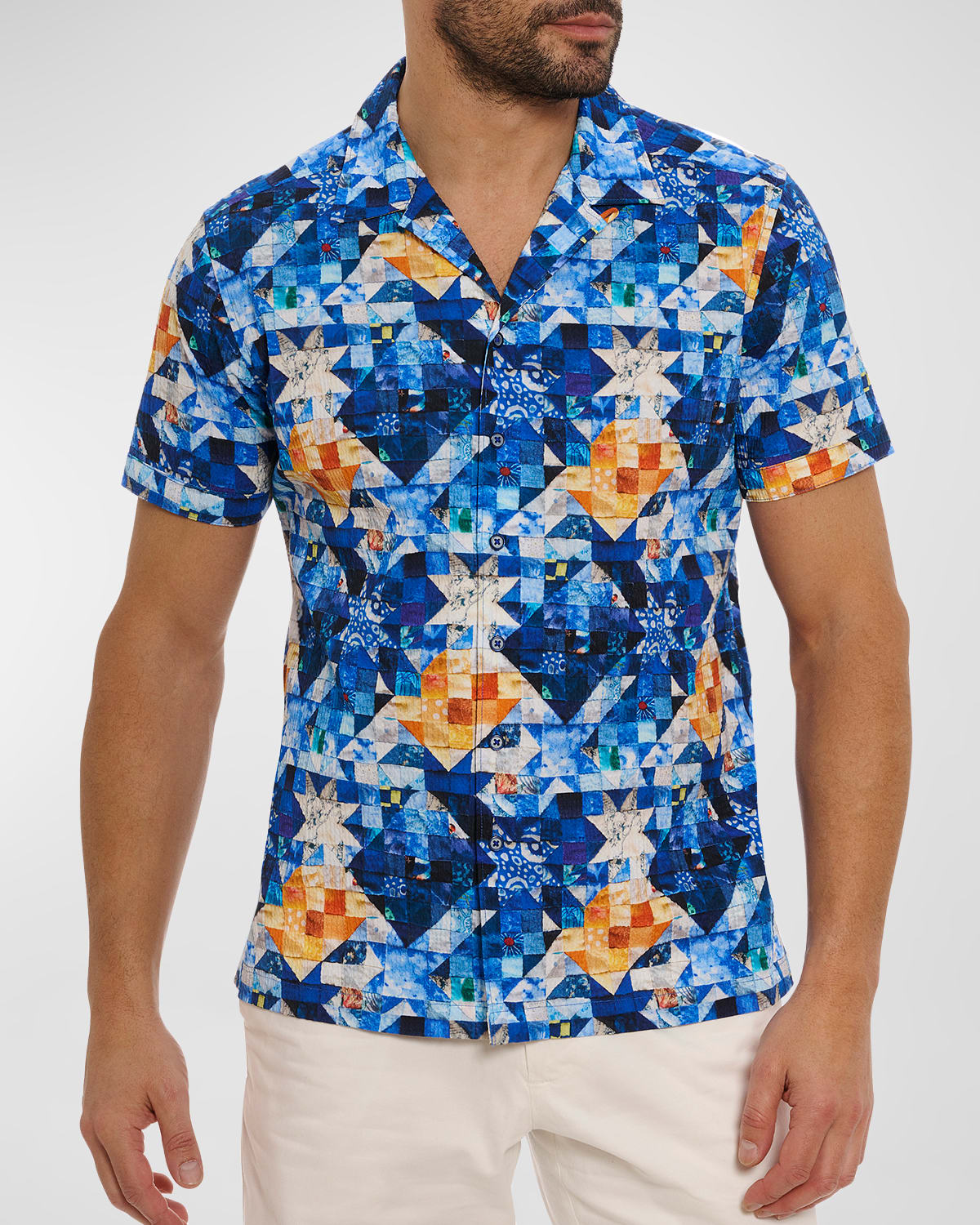 Shop Robert Graham Men's Sashiko Short-sleeve Shirt In Multi