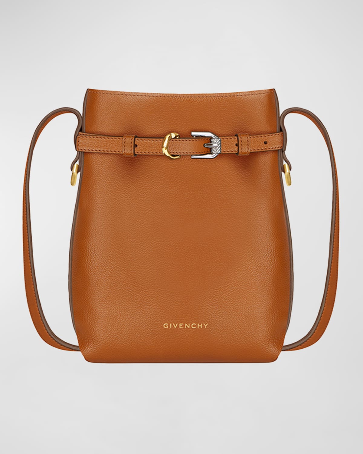 Givenchy Voyou Phone Pouch Bag In Shiny Tumbled Leather In Soft Tan