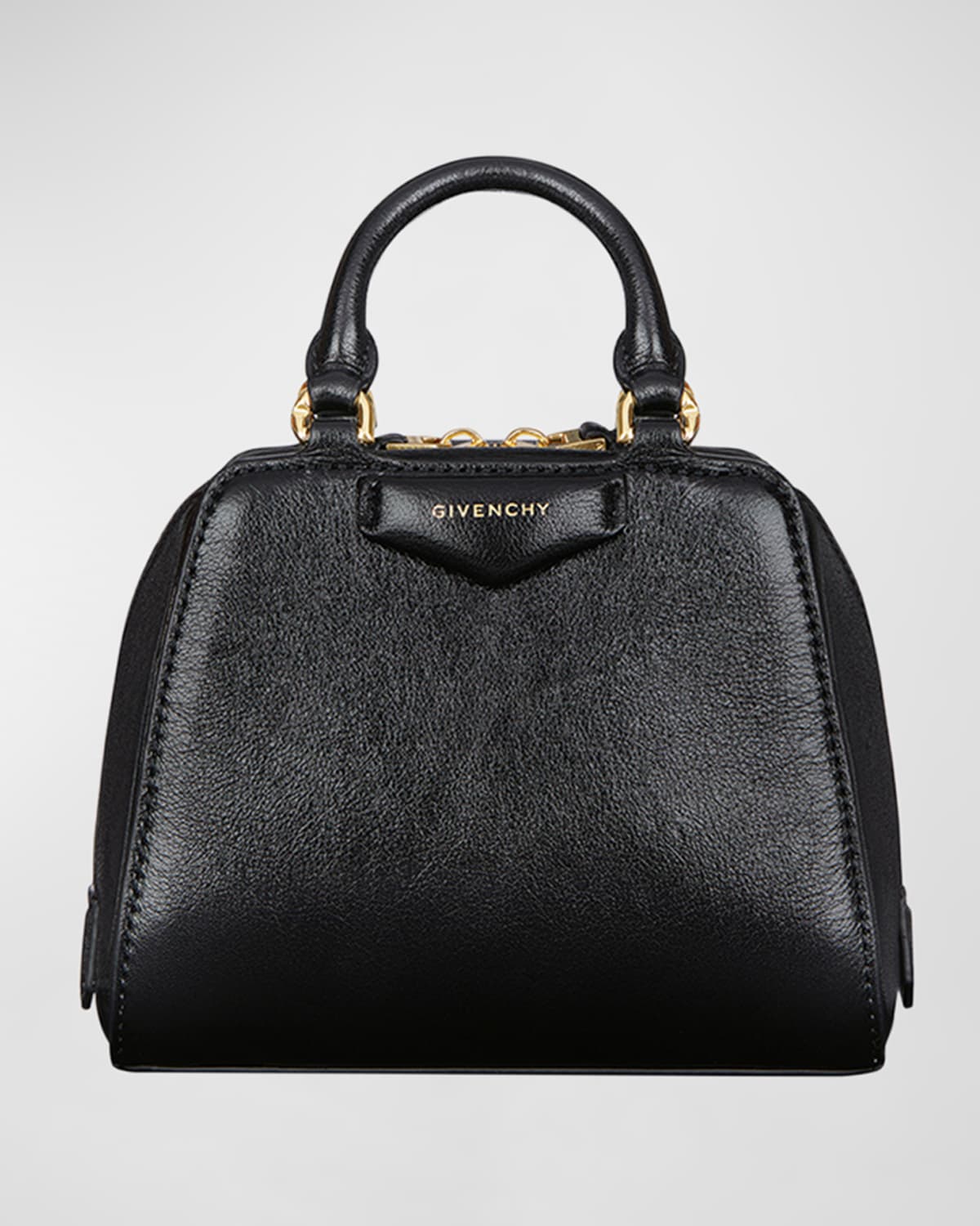 Givenchy Antigona Cube Nano Top-handle Bag In Shiny Tumbled Leather In Black