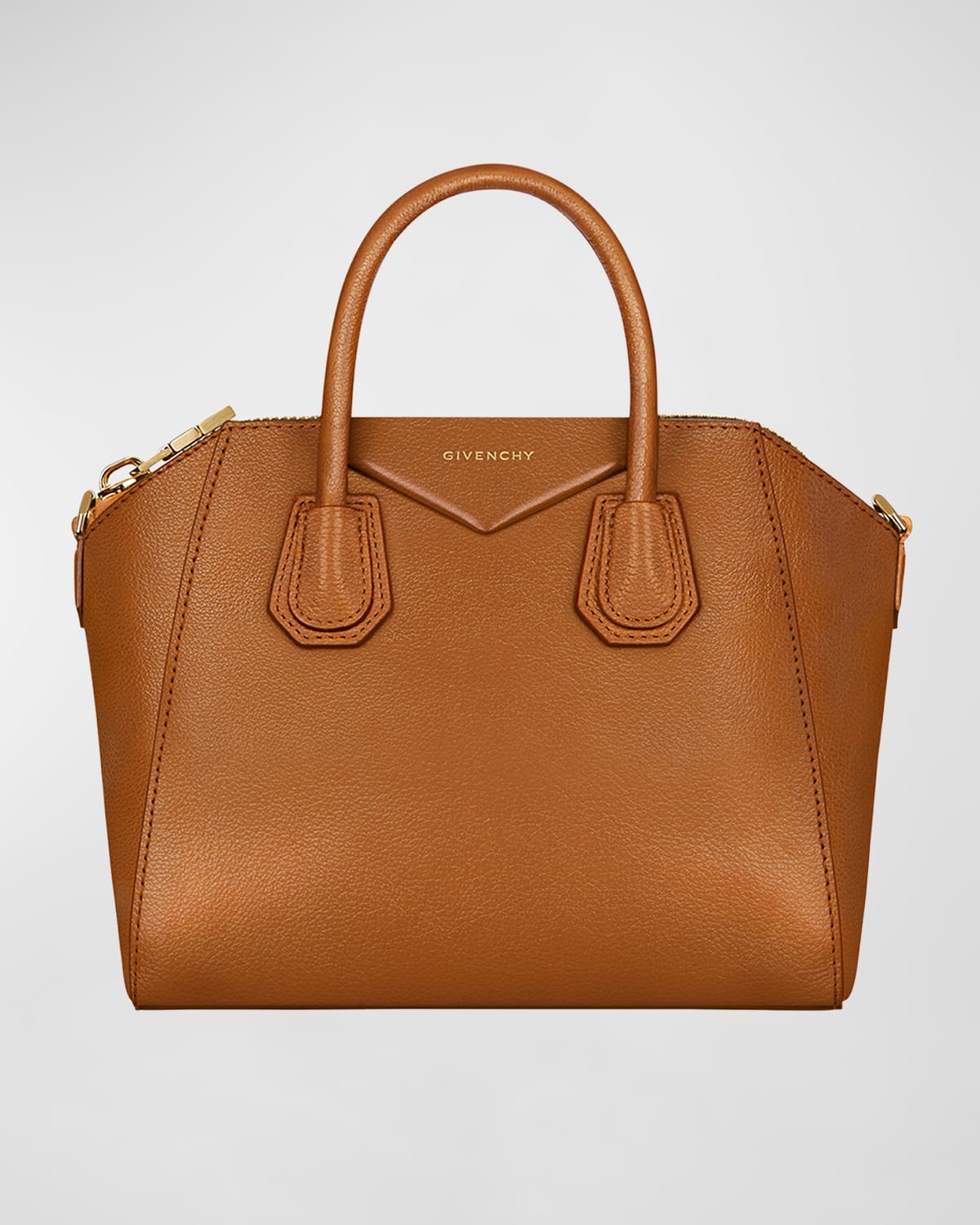 Givenchy Antigona Small Top-handle Bag In Shiny Tumbled Leather In Soft Tan