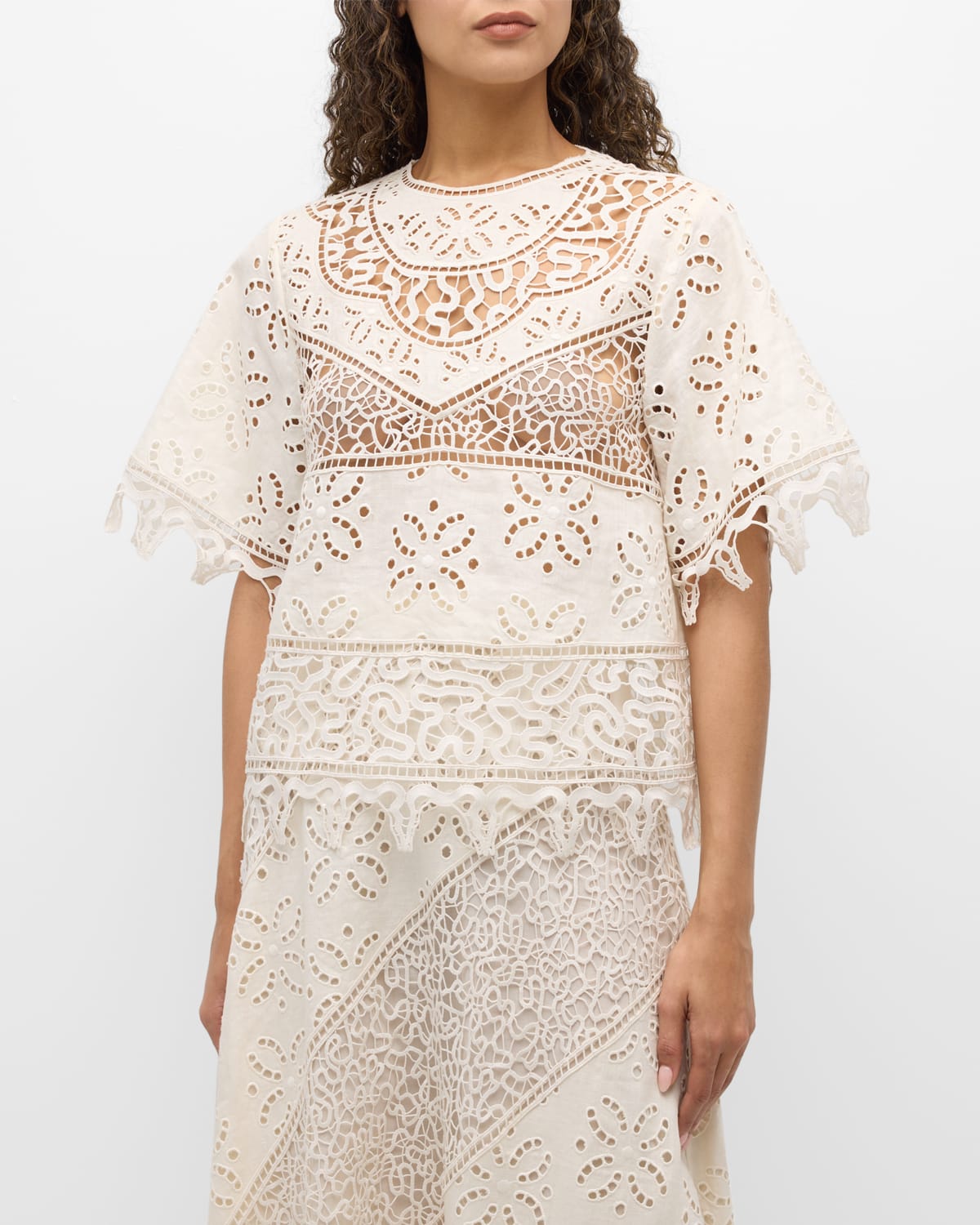 Ulla Johnson Aria Cutwork Embroidered Linen Blouse In White