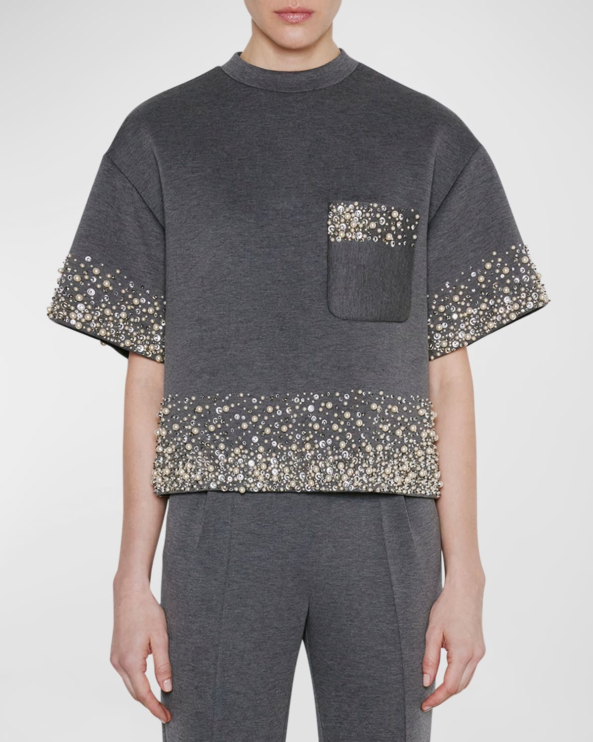 Sequined Short-Sleeve Sweatshirt