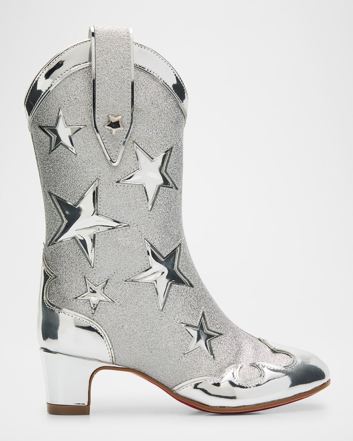 CHRISTIAN LOUBOUTIN GIRL'S GIDDY CALF LEATHER COWBOY BOOTS, TODDLERS/KIDS 