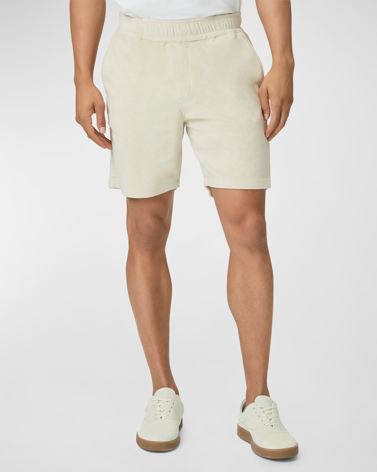 Shop Paige Men's Lee Terry Cloth Shorts In Macadamia