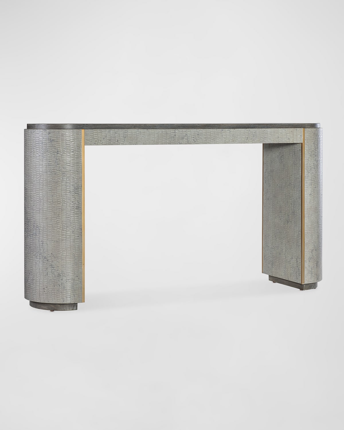 Shop Hooker Furniture Dylian Leather Console In Gray Embossed