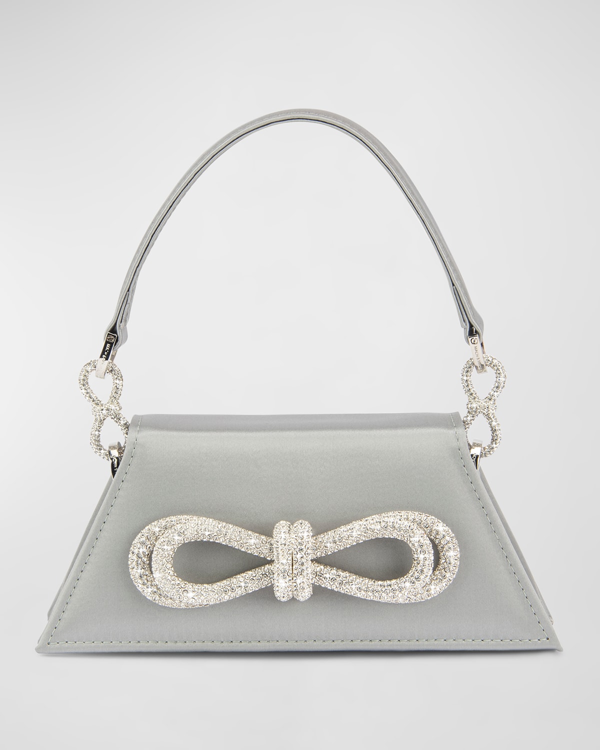 Samantha Embellished Bow Satin Top-Handle Bag