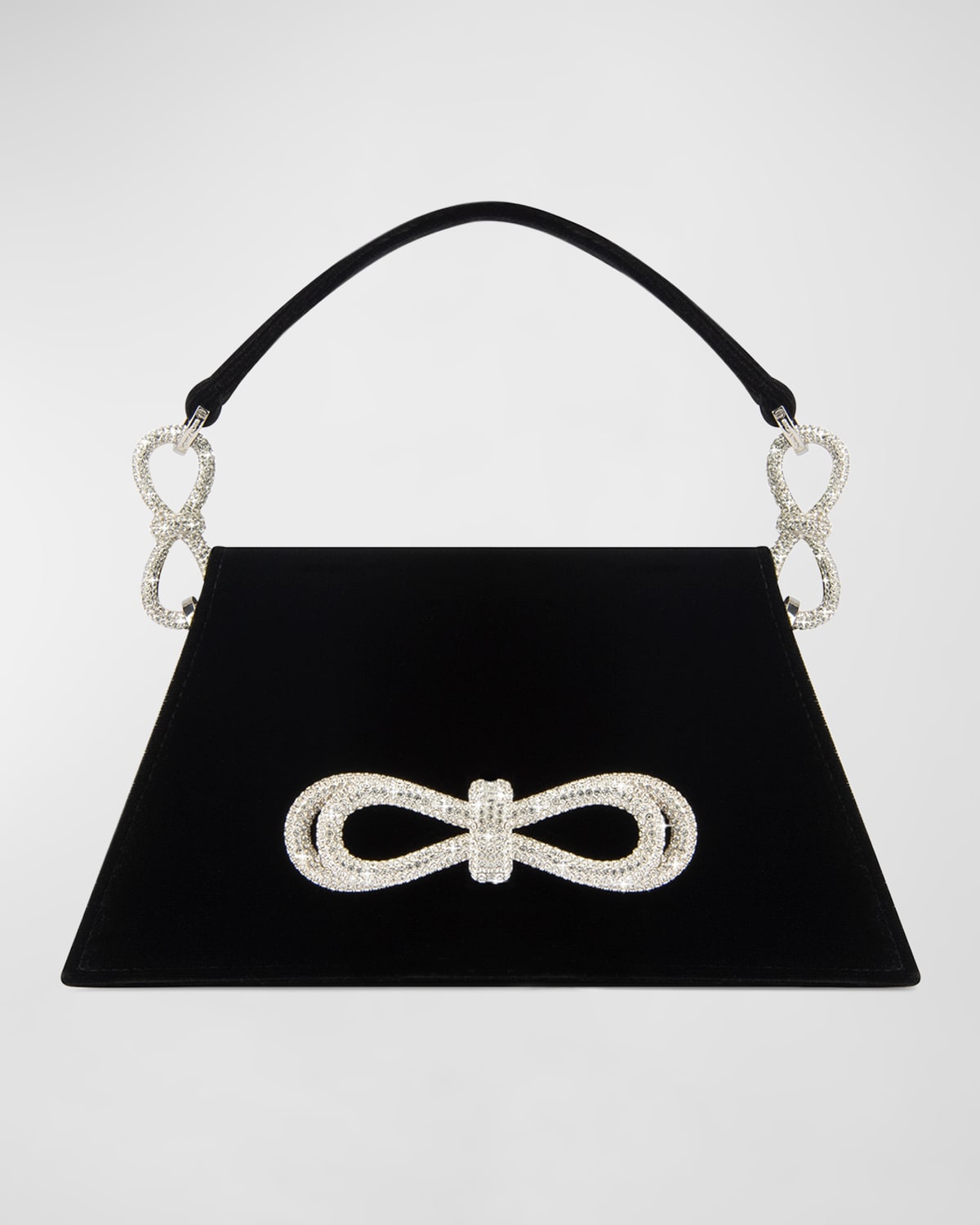 Samantha Embellished Bow Velvet Top-Handle Bag