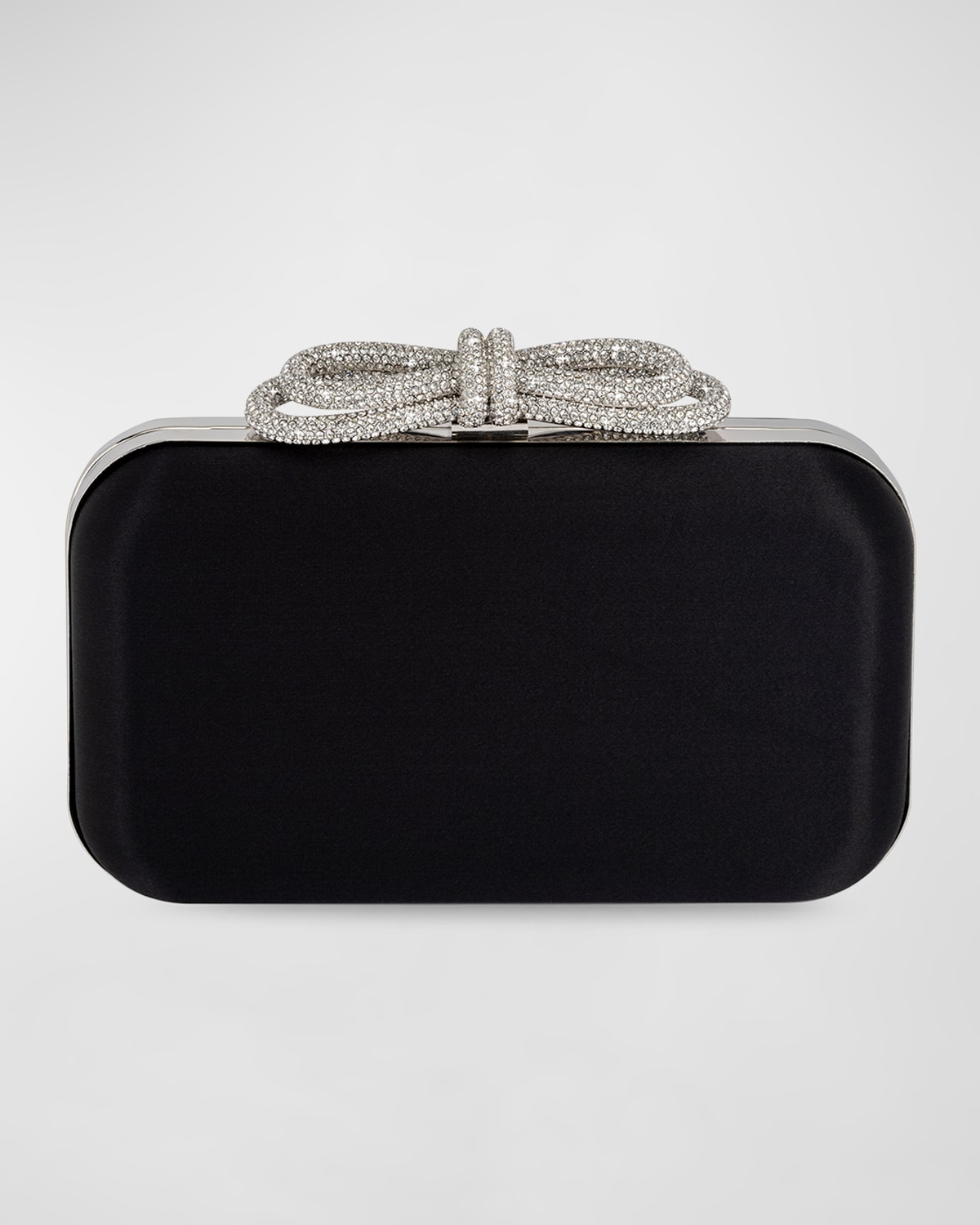 Embellished Bow Satin Clutch Bag