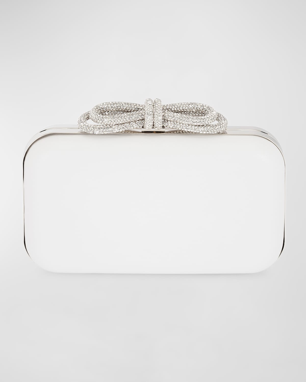 Embellished Bow Leather Clutch Bag