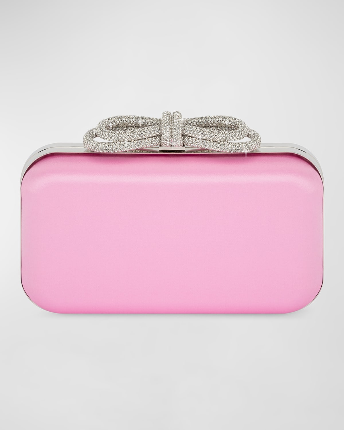 Embellished Bow Satin Clutch Bag