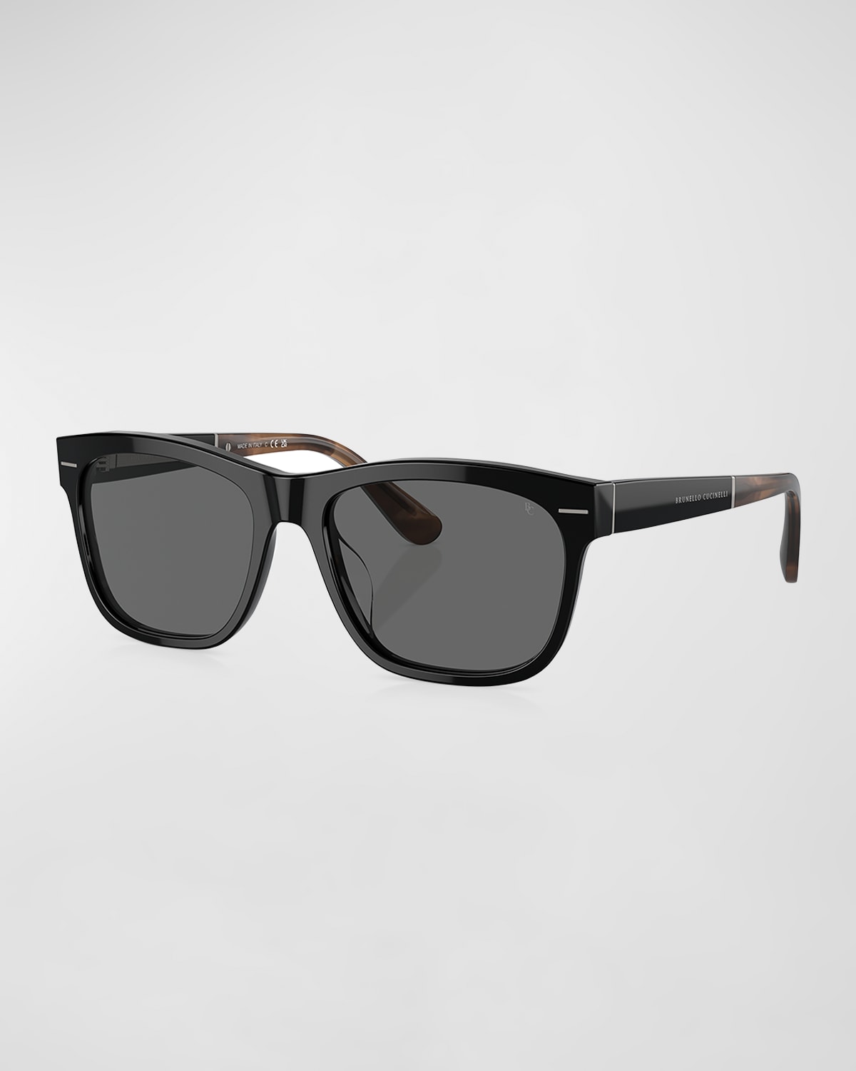 Brunello Cucinelli Men's Acetate Square Sunglasses In Black