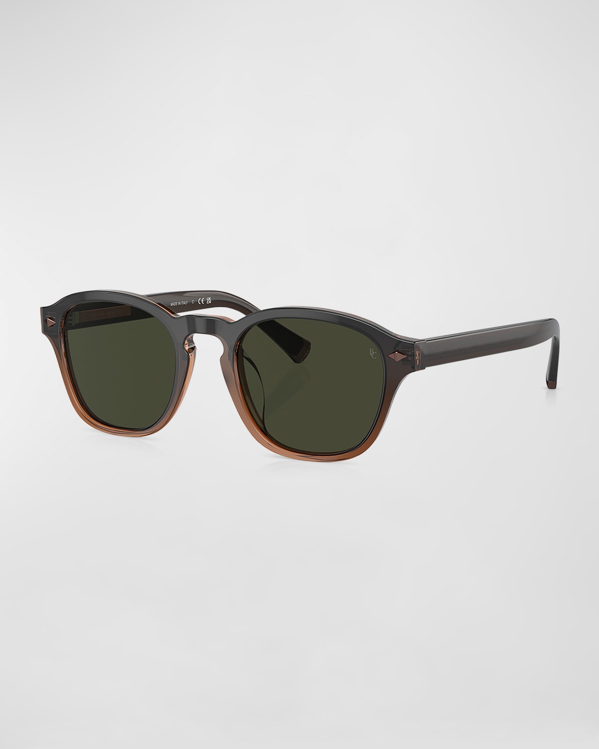 Brunello Cucinelli Men's Polarized Acetate Square Sunglasses In Green
