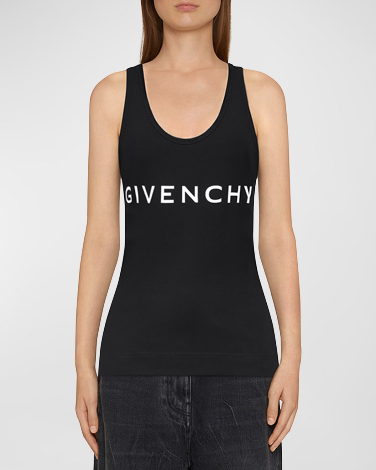 Shop Givenchy Logo Scoop-neck Tank Top In Black